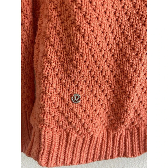 Lululemon Post Practice Cardi Knit Cardigan Coral Orange 6 - Picture 4 of 8